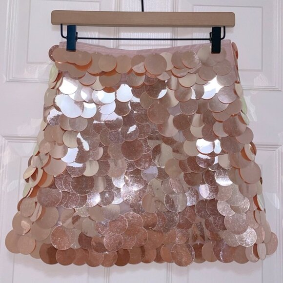 NWT J.Crew Collection Circle Sequin Mini Skirt in Peachy Pink - Picture 11 of 14